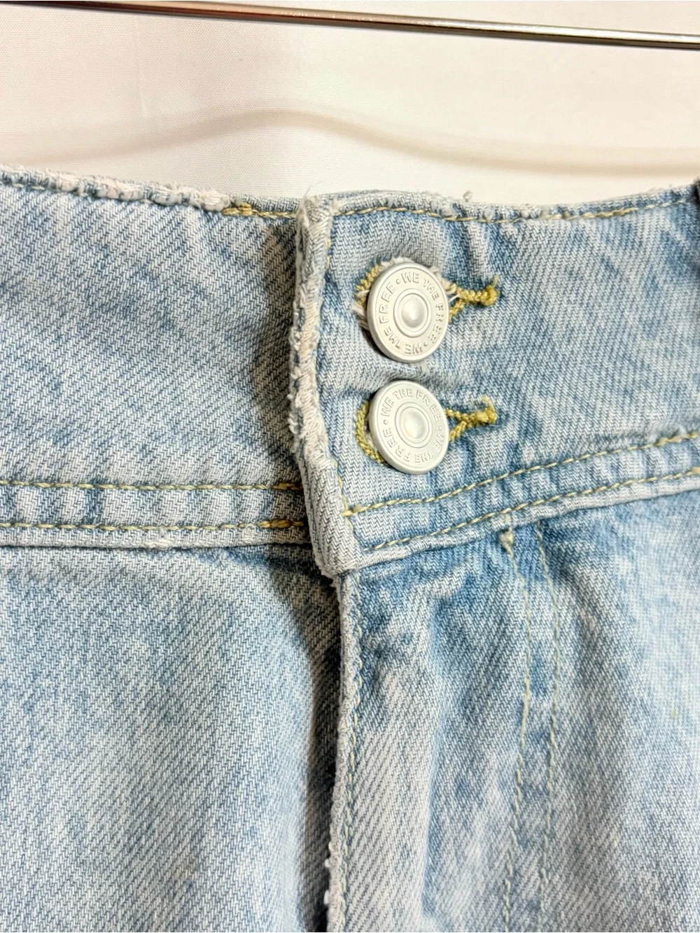 Free People We The Free Wonderland Boho Denim Mini Skirt 29 Distressed Concert